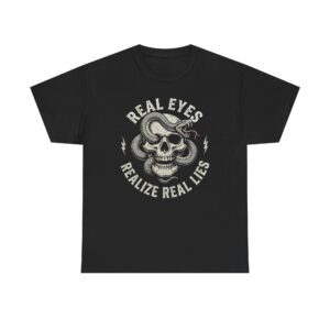 Real Eyes Realize Real Lies Skull Tee — Vintage Snake Skull Graphic T-Shirt