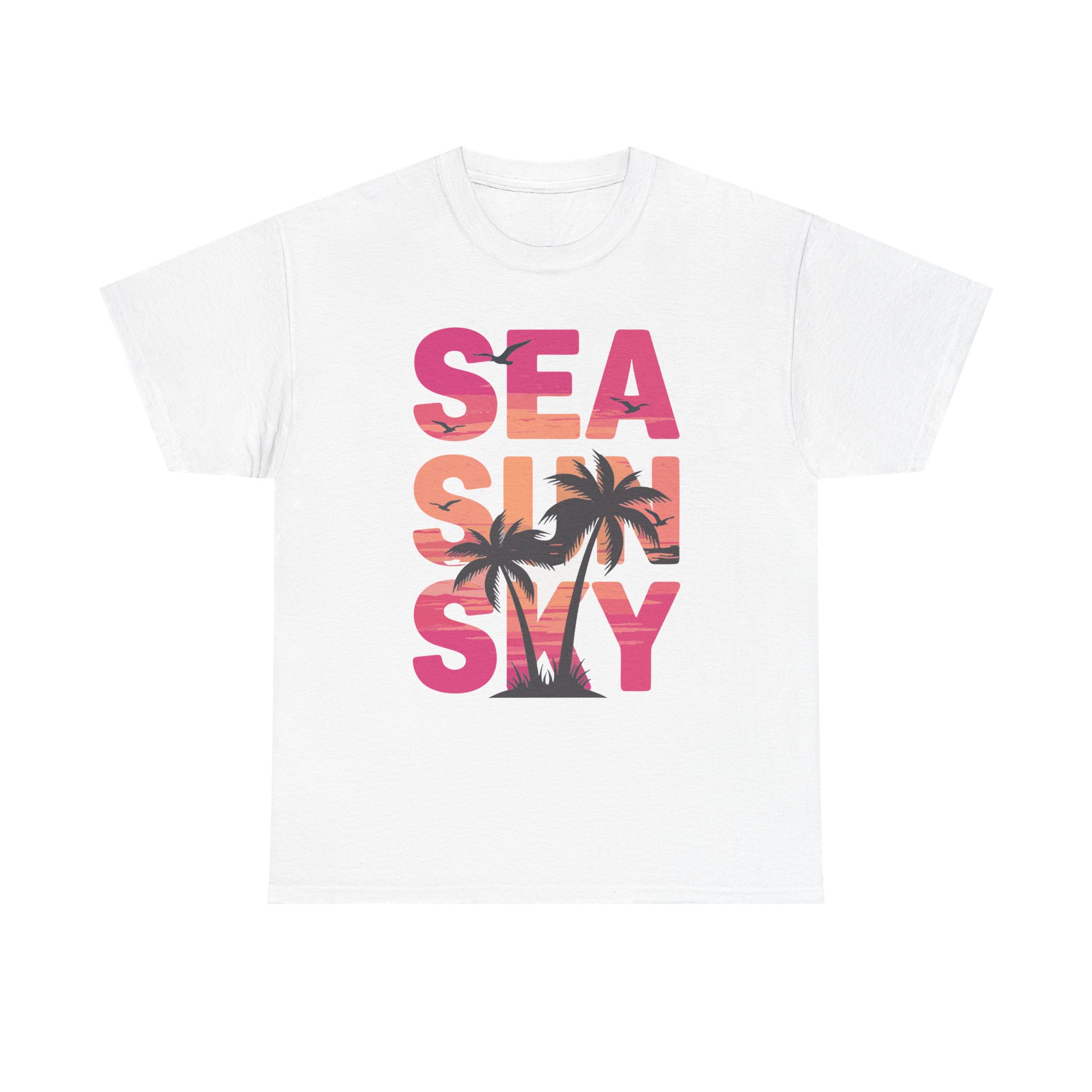 Sea Sky Palm T-Shirt — Sunset Beach Graphic Tee