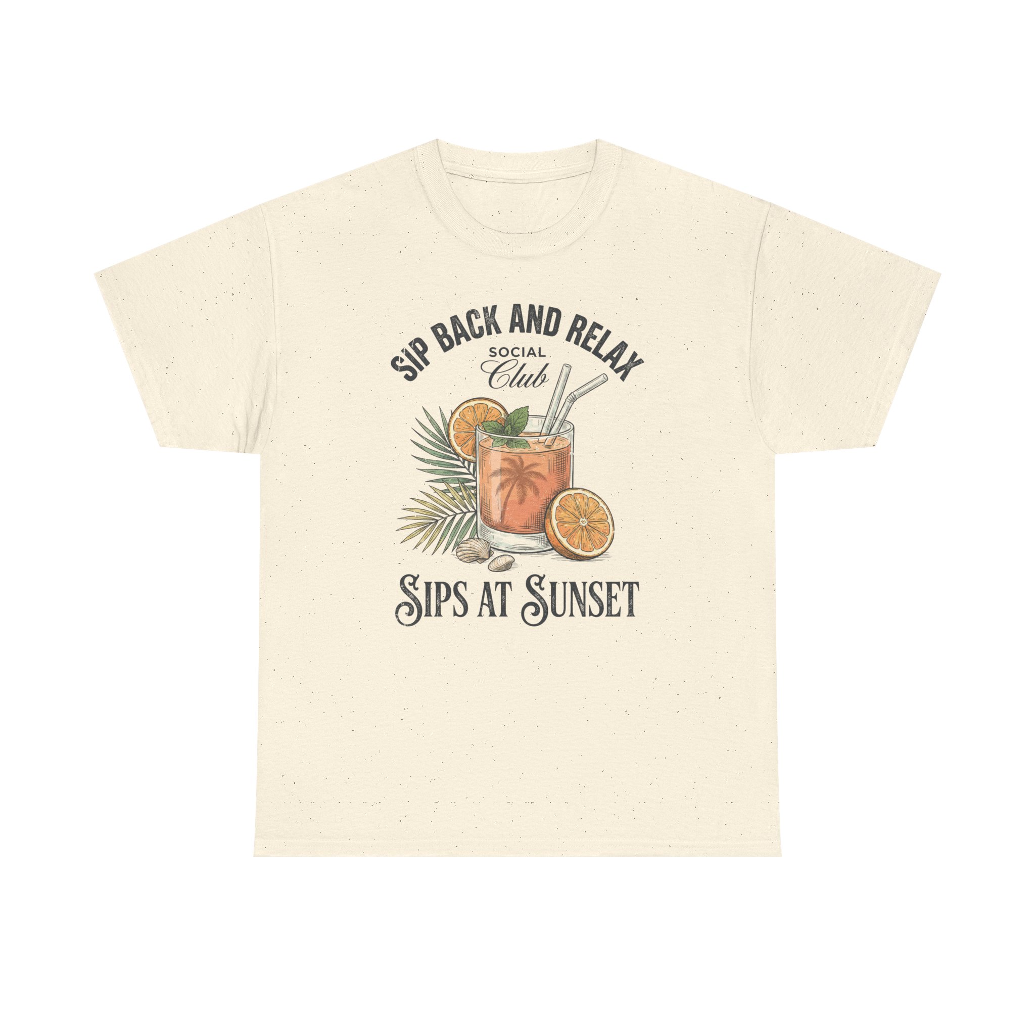 Sips at Sunset Tee — "Sit Back and Relax" Tropical Cocktail Shirt