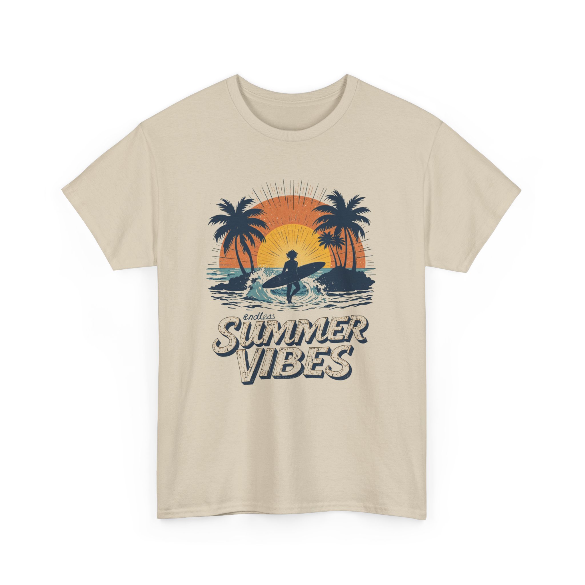 Summer Vibes Surf Tee — Retro Sunset Palm Beach T-Shirt - Image 3