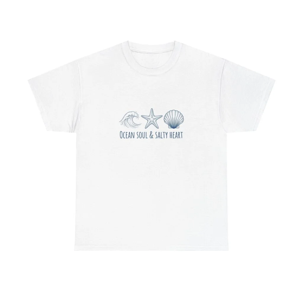 Ocean Soul & Salty Heart Tee - Coastal Seashell Graphic T-Shirt