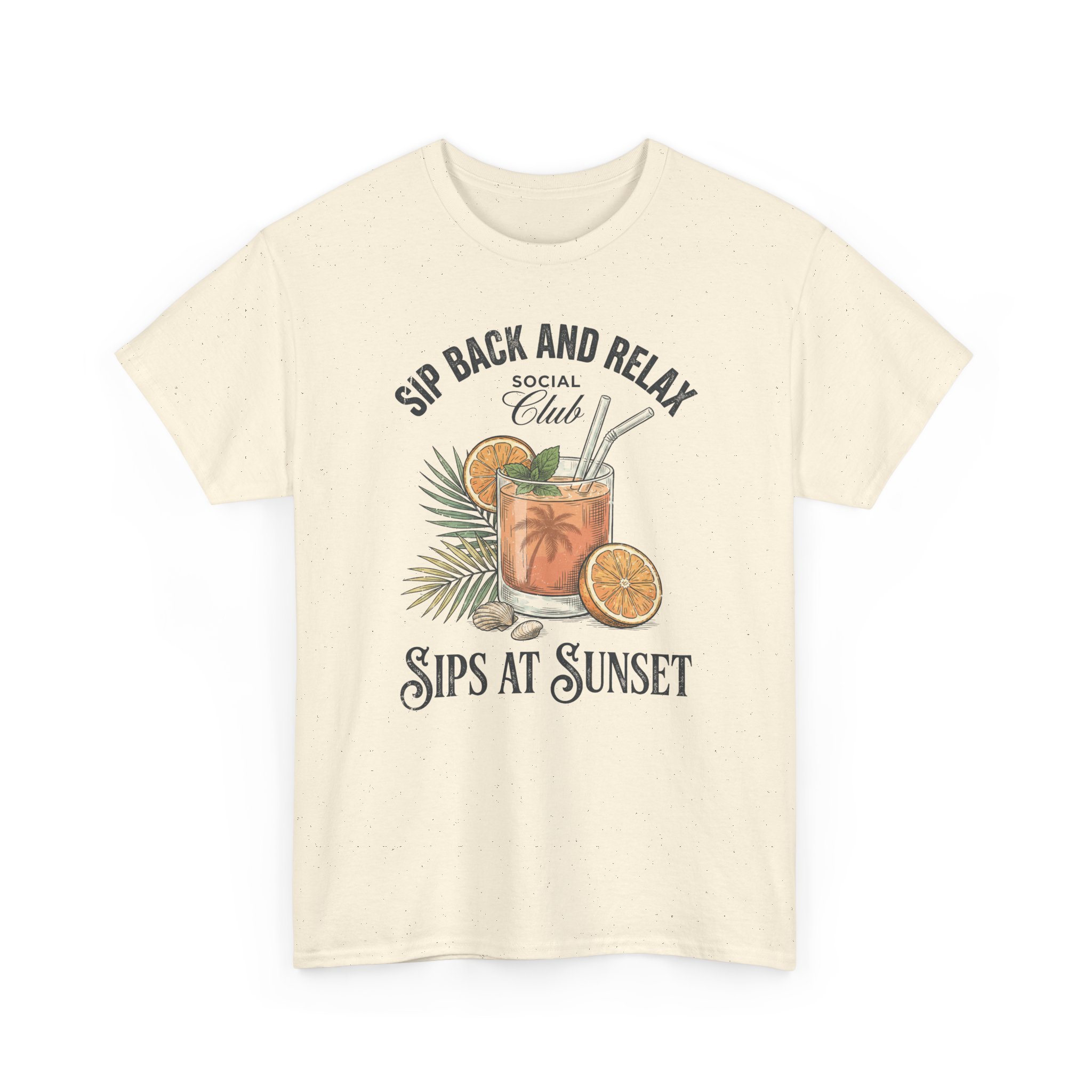 Sips at Sunset Tee — "Sit Back and Relax" Tropical Cocktail Shirt - Image 3