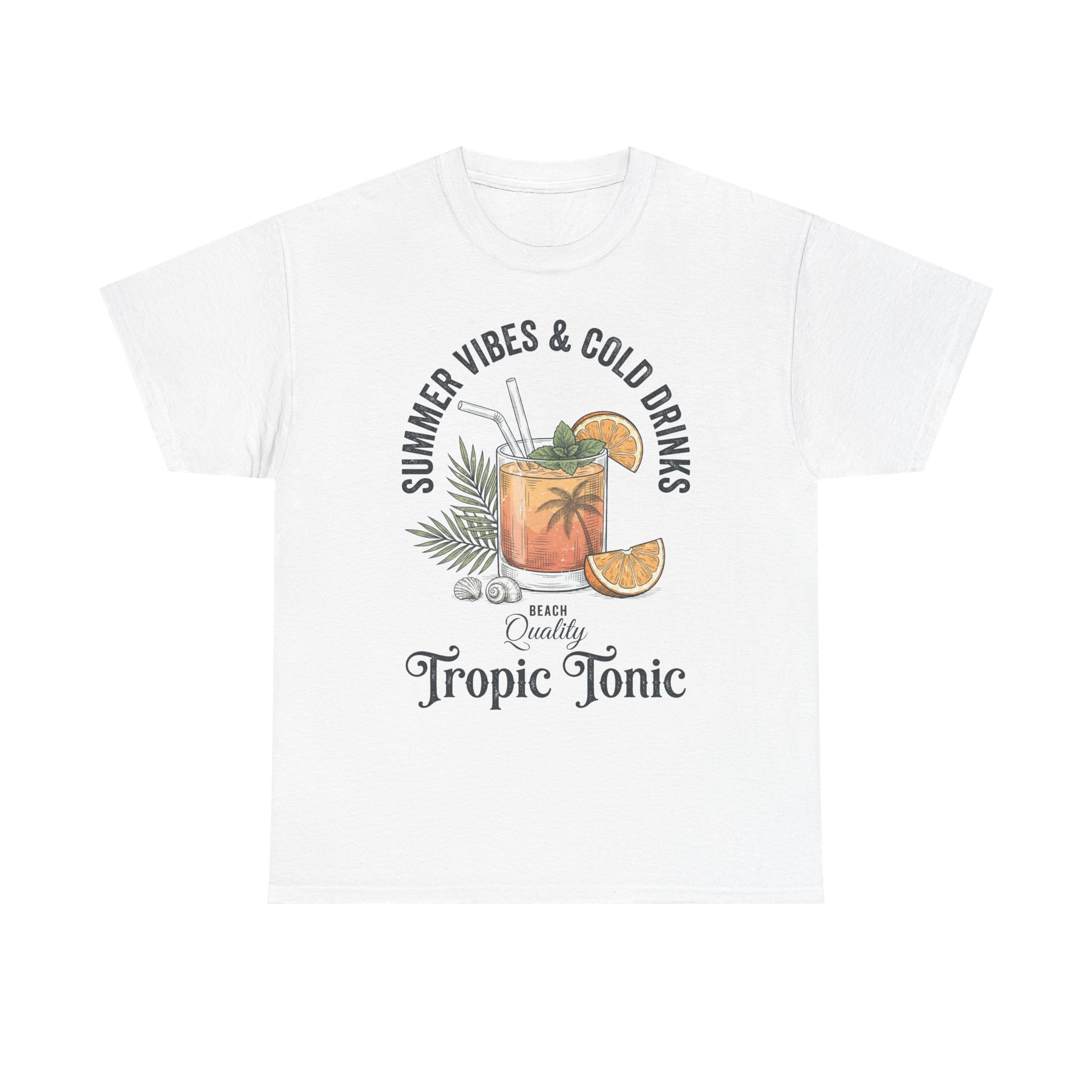 T-Shirt — "Summer Vibes & Cold Drinks: Tropic Tonic" Graphic Tee