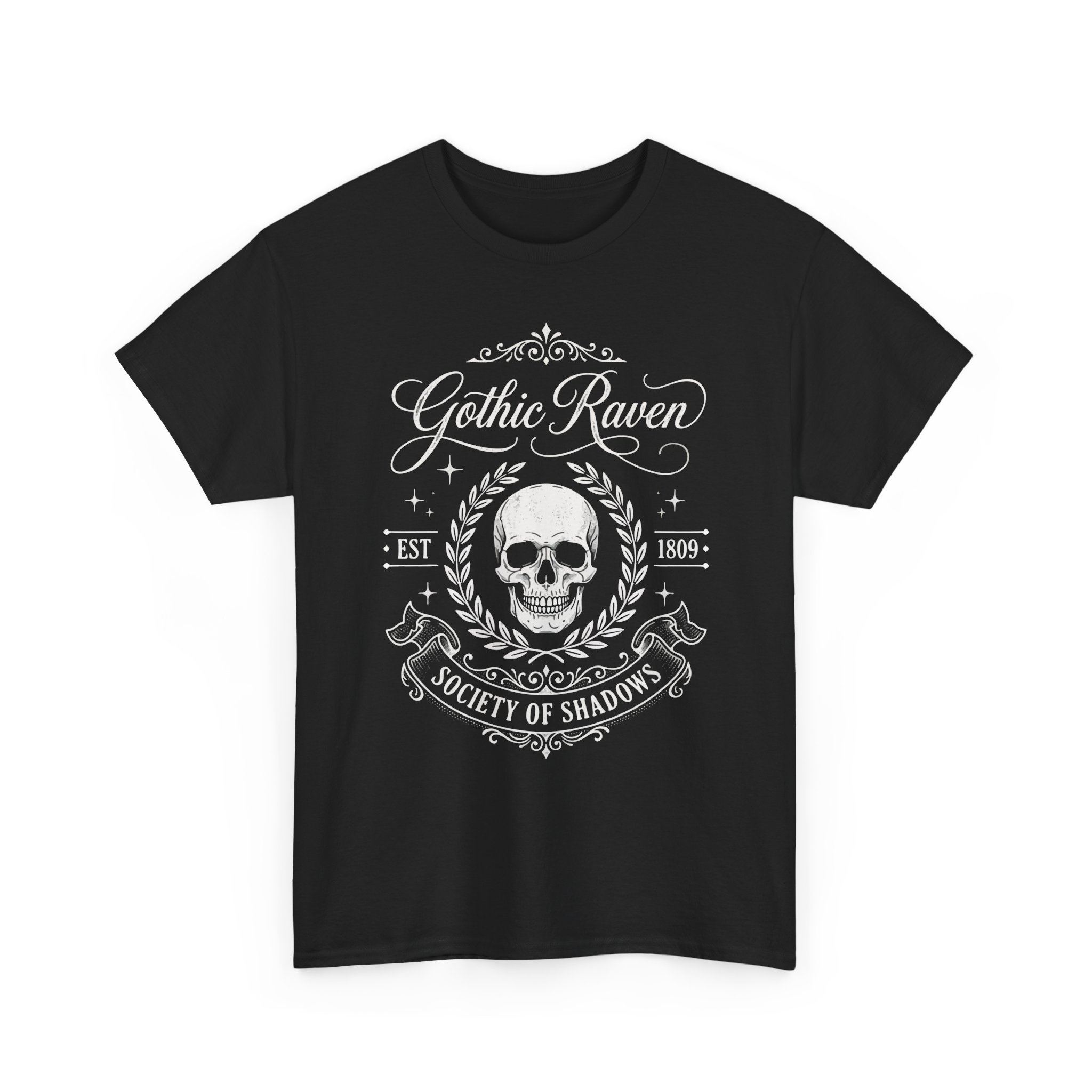 Gothic Raven Skull Tee — "Gothic Raven Society of Shadows" Graphic Shirt - Image 3