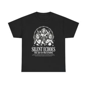 Silent Echoes Graphic Tee — 'The Art of Pretending' Gothic Cherub T-Shirt