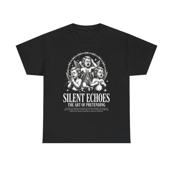 Silent Echoes Graphic Tee — 'The Art of Pretending' Gothic Cherub T-Shirt