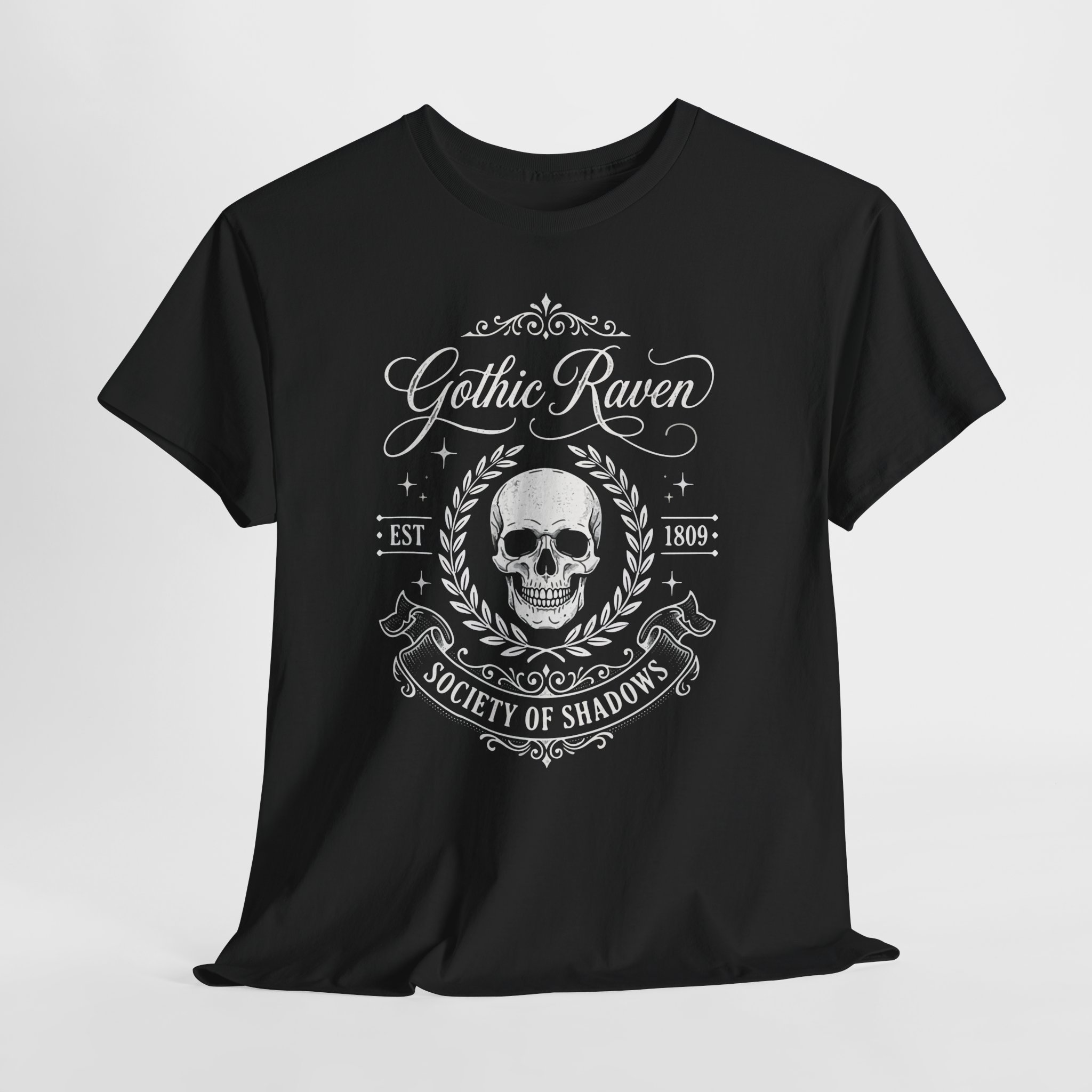 Gothic Raven Skull Tee — "Gothic Raven Society of Shadows" Graphic Shirt - Image 6
