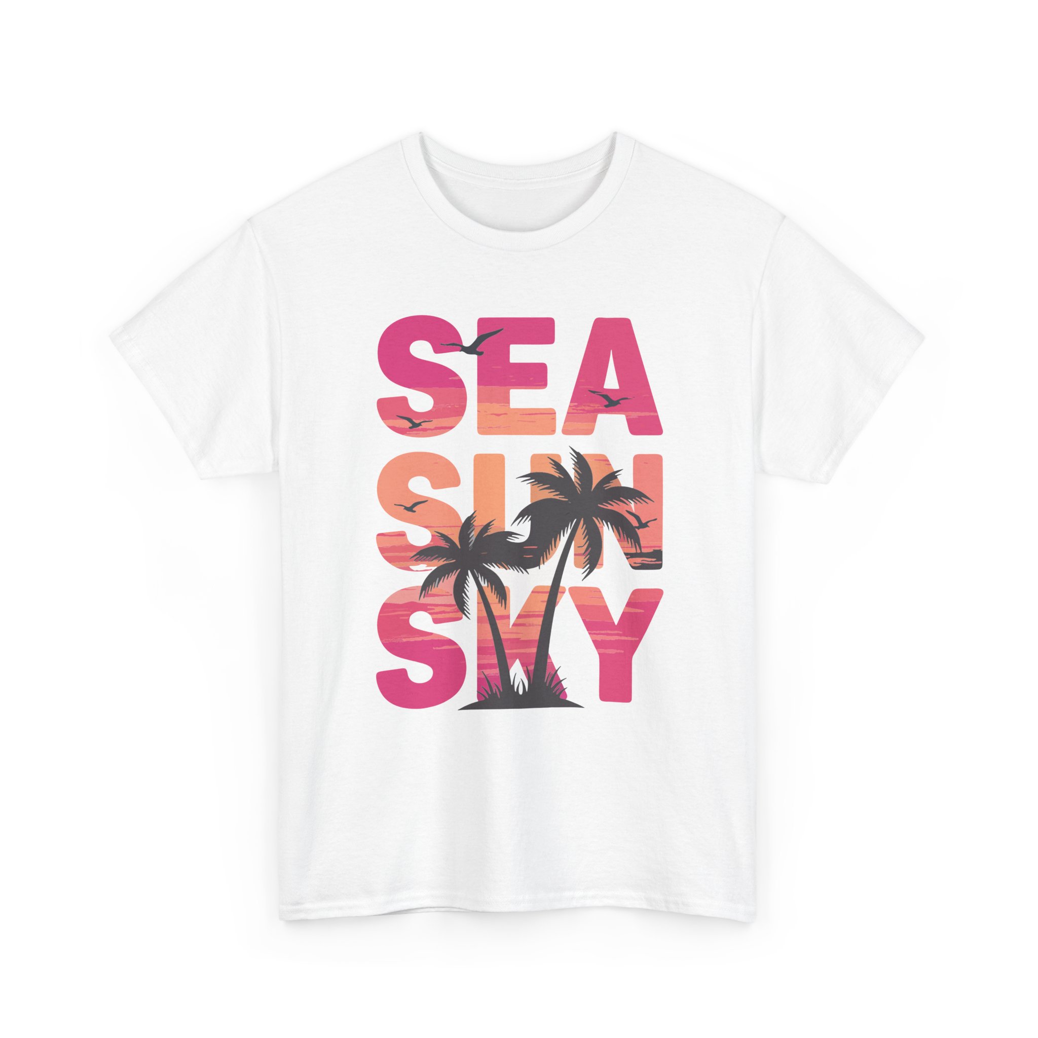 Sea Sky Palm T-Shirt — Sunset Beach Graphic Tee - Image 3
