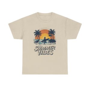 Summer Vibes Surf Tee — Retro Sunset Palm Beach T-Shirt