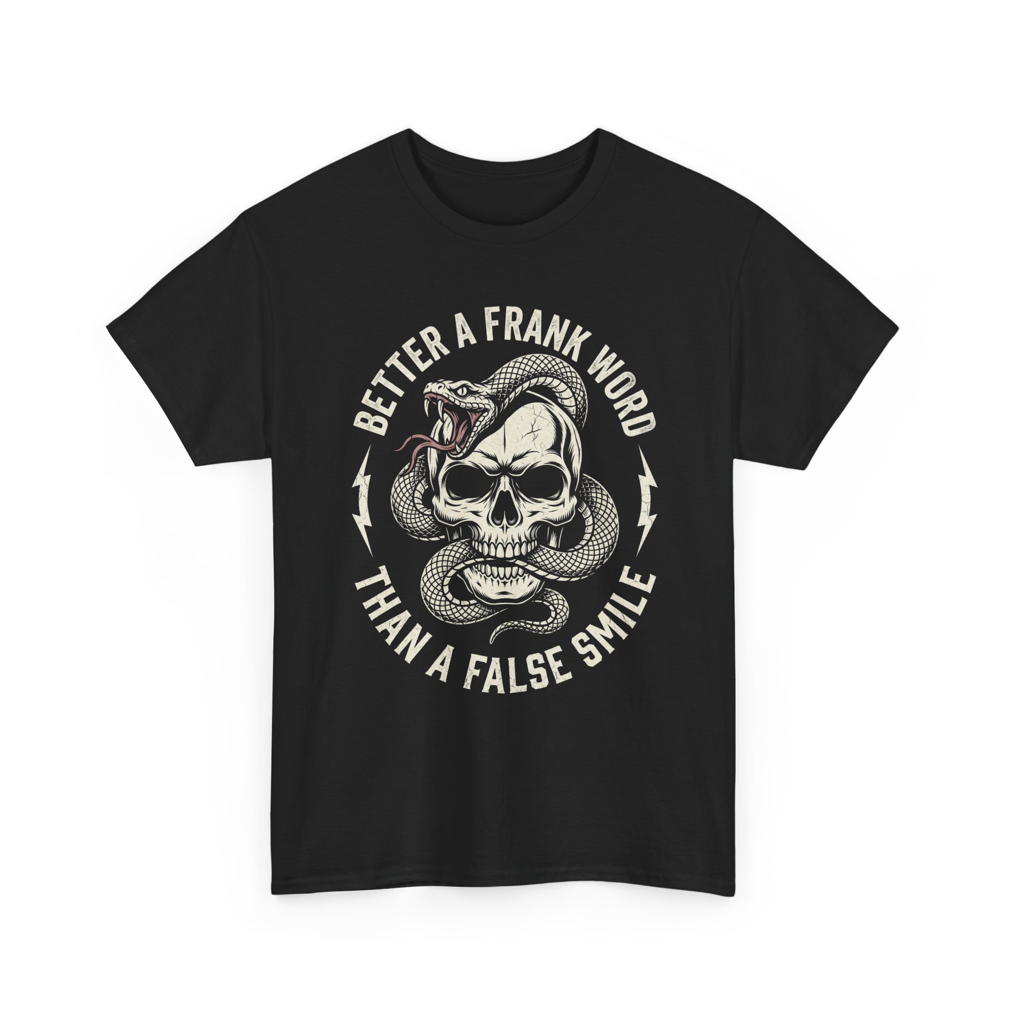 Skull & Snake Tee — “Better a Frank Word Than a False Smile” Graphic T-Shirt - Image 3