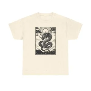 Dragon Illustration Tee — Vintage Japanese Mountain Serpent Graphic T-Shirt