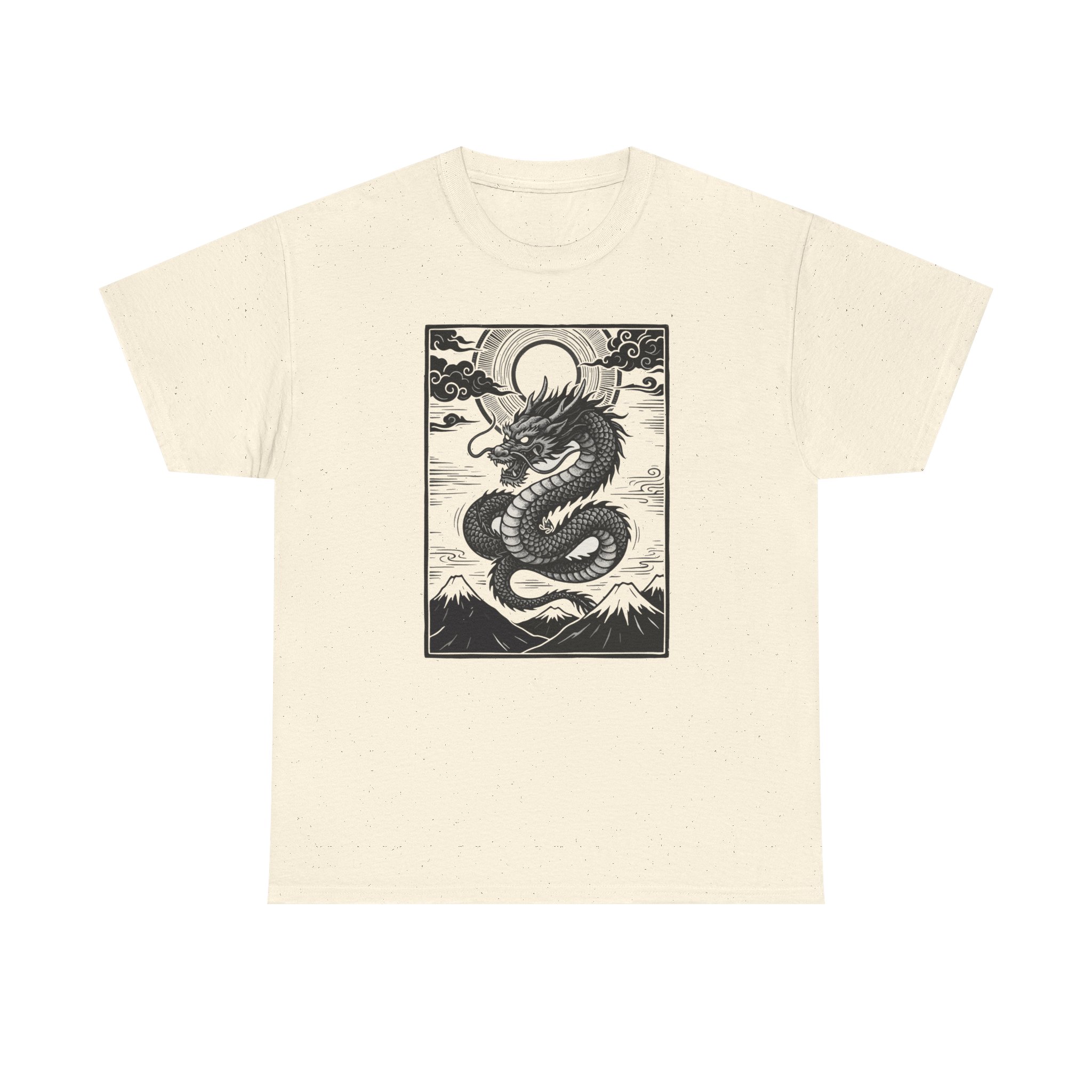 Dragon Illustration Tee — Vintage Japanese Mountain Serpent Graphic T-Shirt