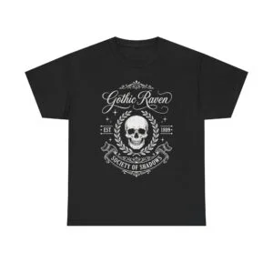 Gothic Raven Skull Tee — "Gothic Raven Society of Shadows" Graphic Shirt