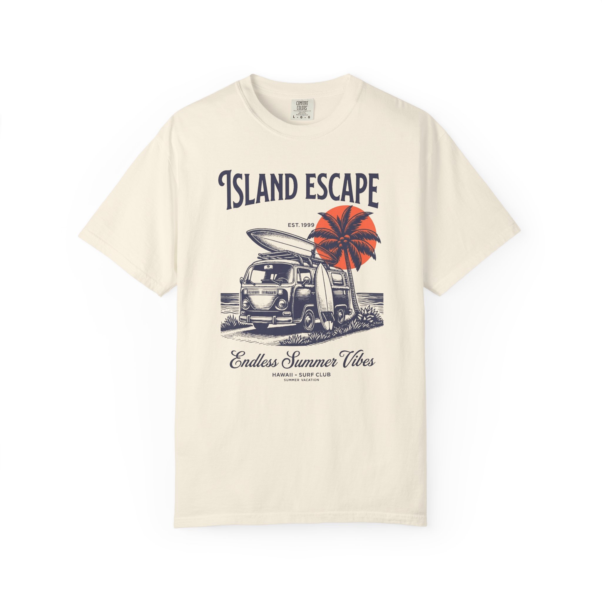Island Escape T-Shirt — Vintage Surf Van "Endless Summer Vibes" Tee
