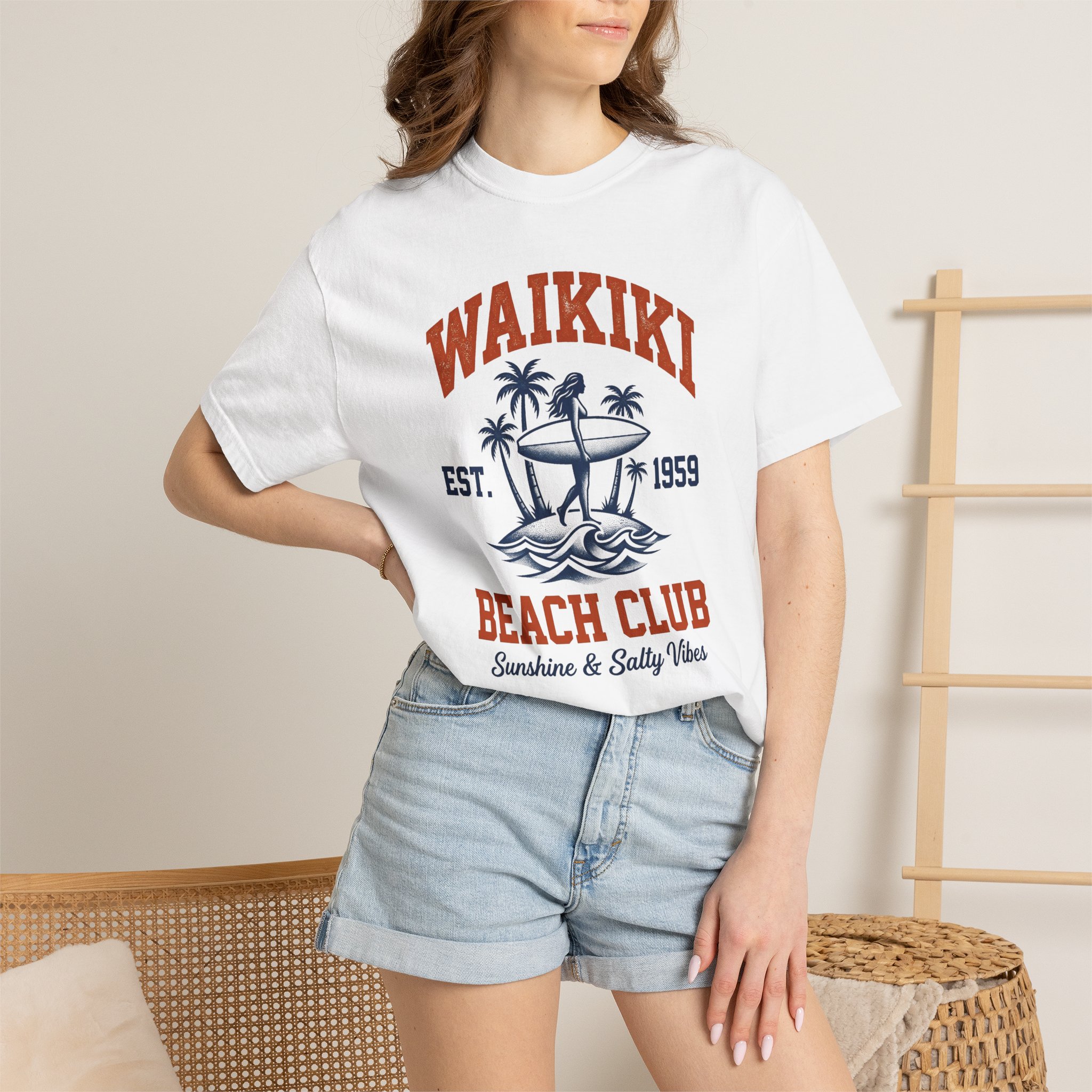 Waikiki Beach Club T-Shirt – Retro Surf Graphic Tee - Image 4