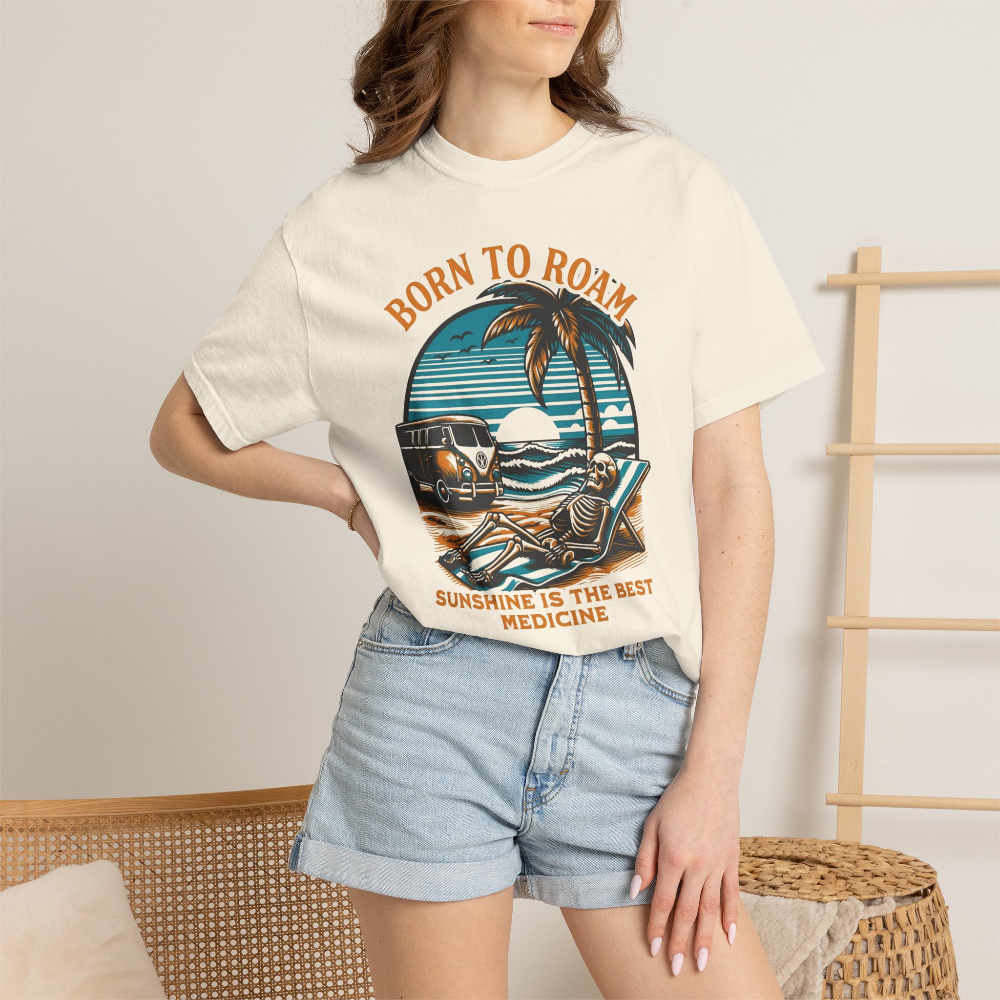 Born to Roam Beach T-Shirt — 'Sunshine Is the Best Medicine' Vintage Surf Tee - Image 4