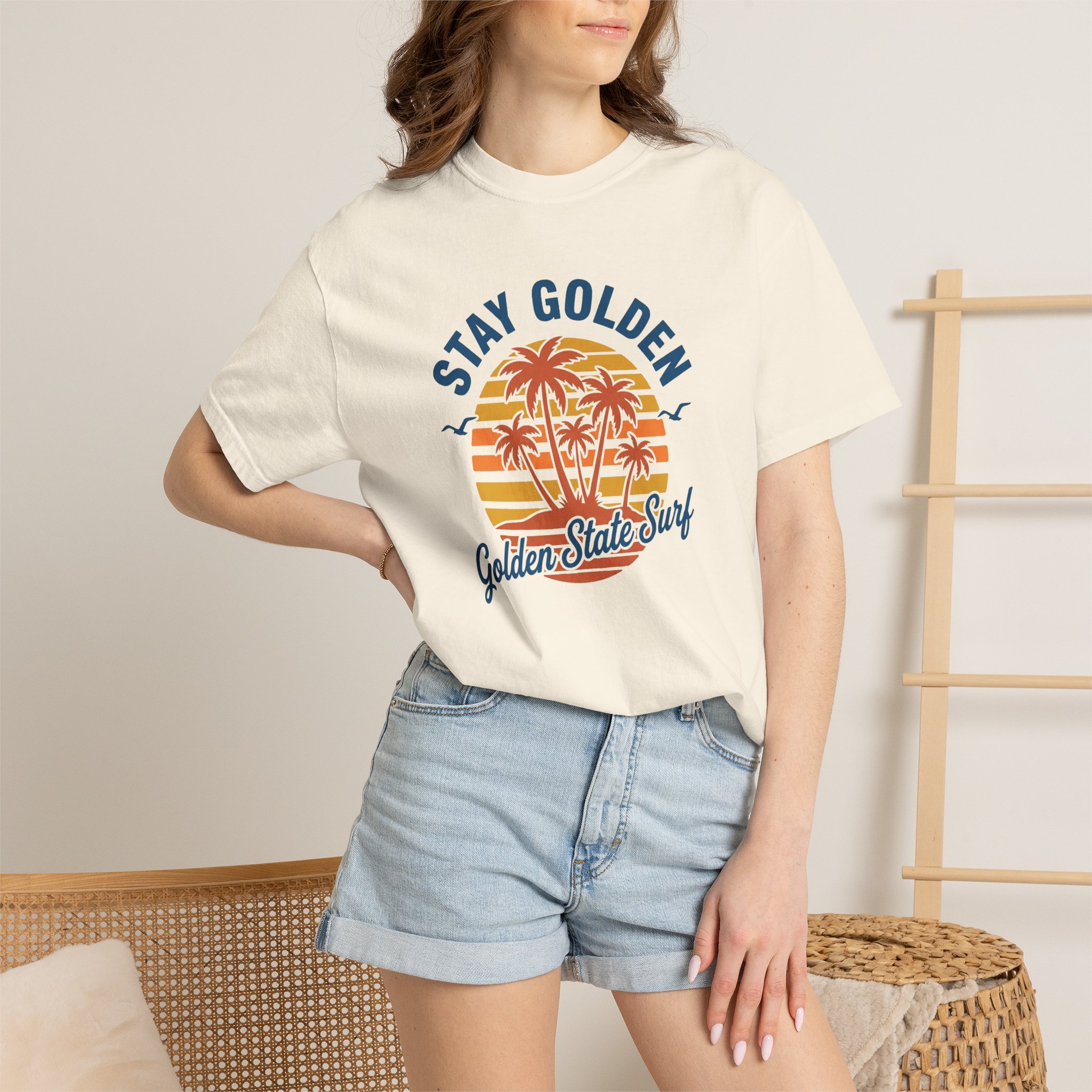 Stay Golden Surf T-Shirt — Golden State Vintage Palm Tee - Image 4