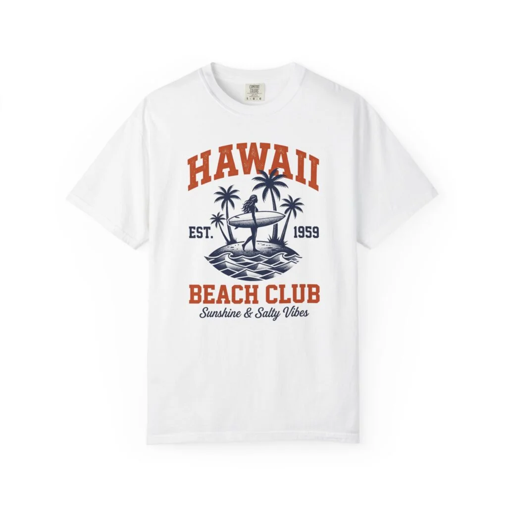 Hawaii Beach Club T-Shirt — Sunshine & Salty Vibes Graphic Tee