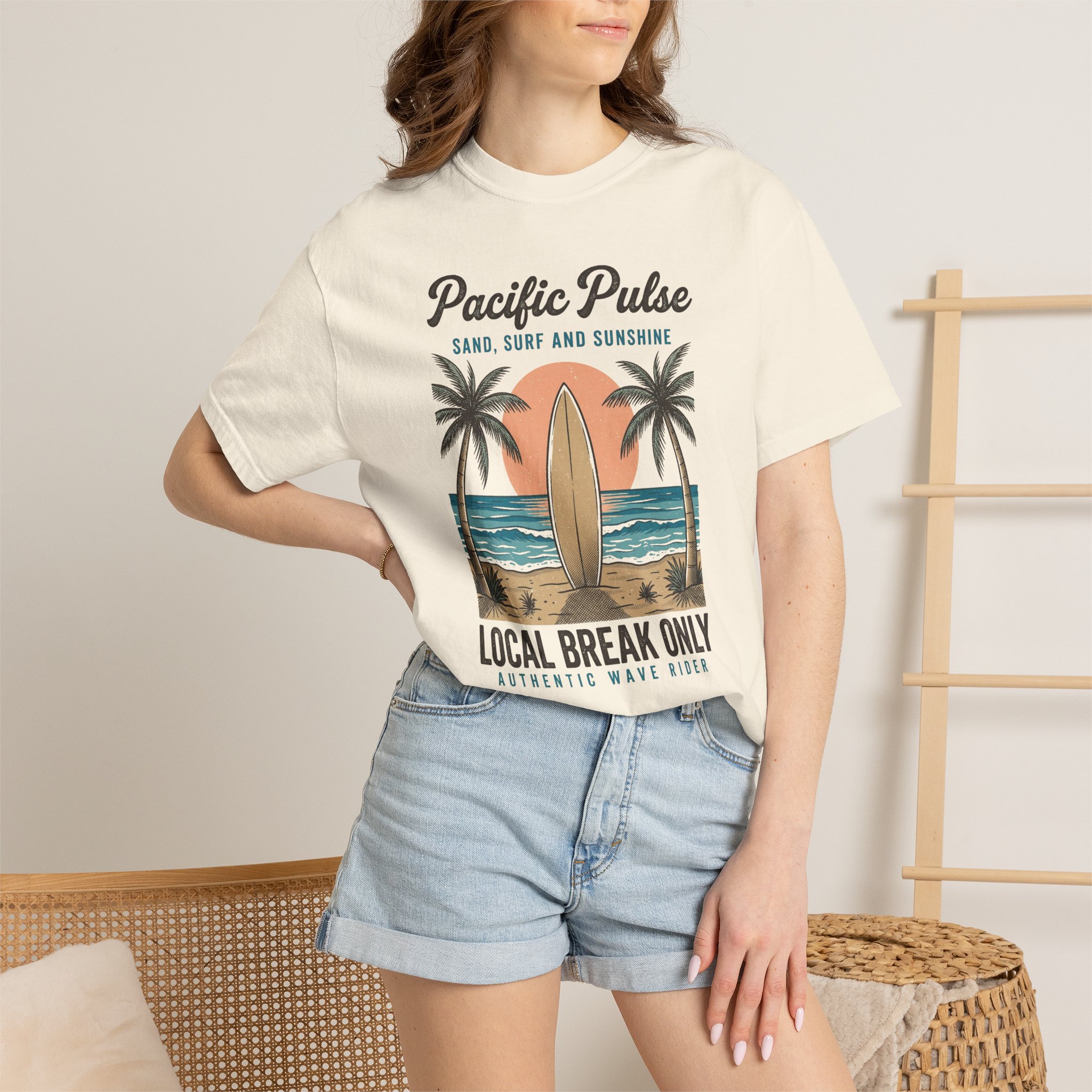 Pacific Pulse Surf T-Shirt — 'Local Break Only' Vintage Beach Tee - Image 4
