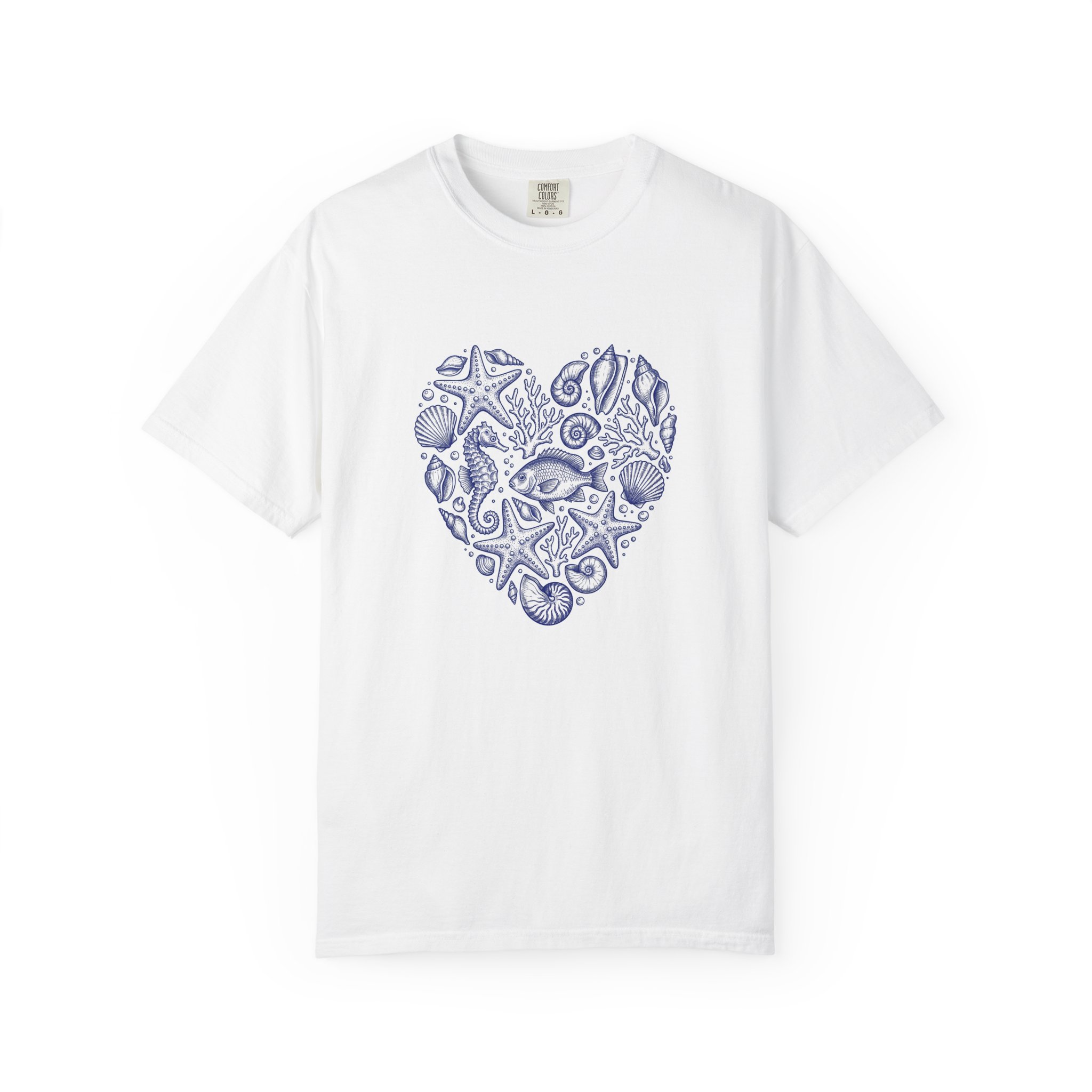 Seashell Heart T-Shirt — Nautical Beach Shells Graphic Tee