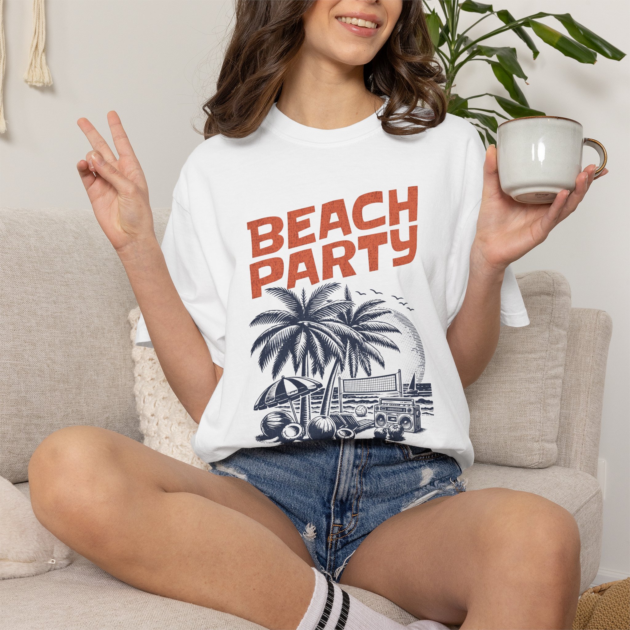 Beach Party T-Shirt — Vintage Palm Tree Surf Van Graphic - Image 4