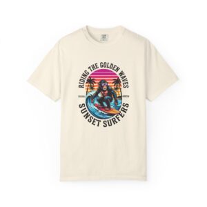 Sunset Surfers T-Shirt — "Riding the Golden Waves" Vintage Surf Graphic