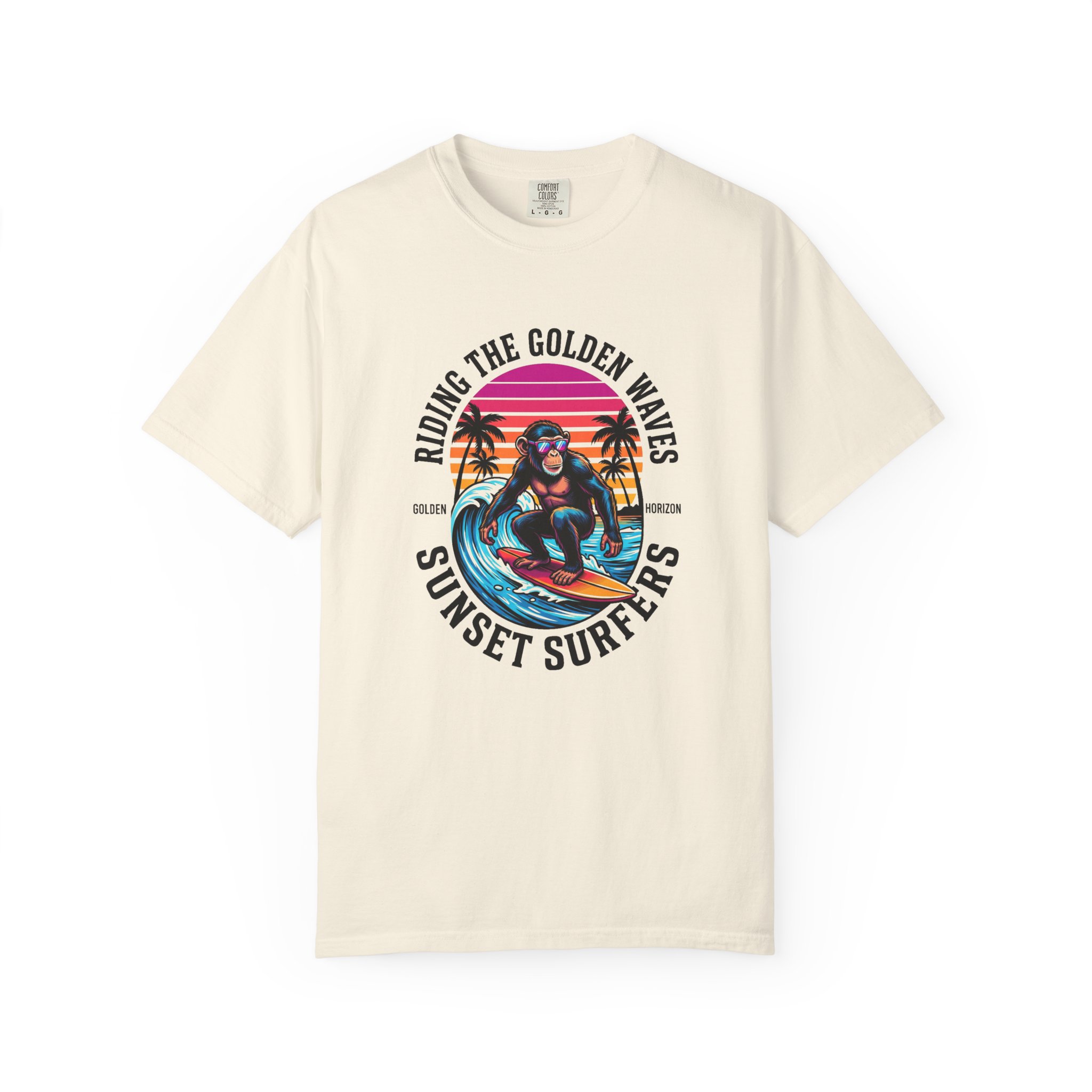 Sunset Surfers T-Shirt — "Riding the Golden Waves" Vintage Surf Graphic
