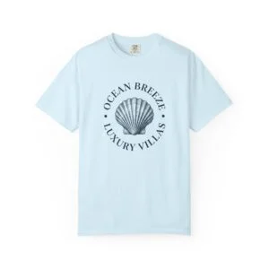 Coastal Shell T-Shirt — "Ocean Breeze Luxury Villas" Logo