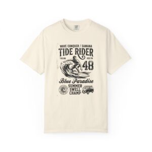 Tide Rider Surf Tee — "Blue Paradise" Vintage Wave Graphic