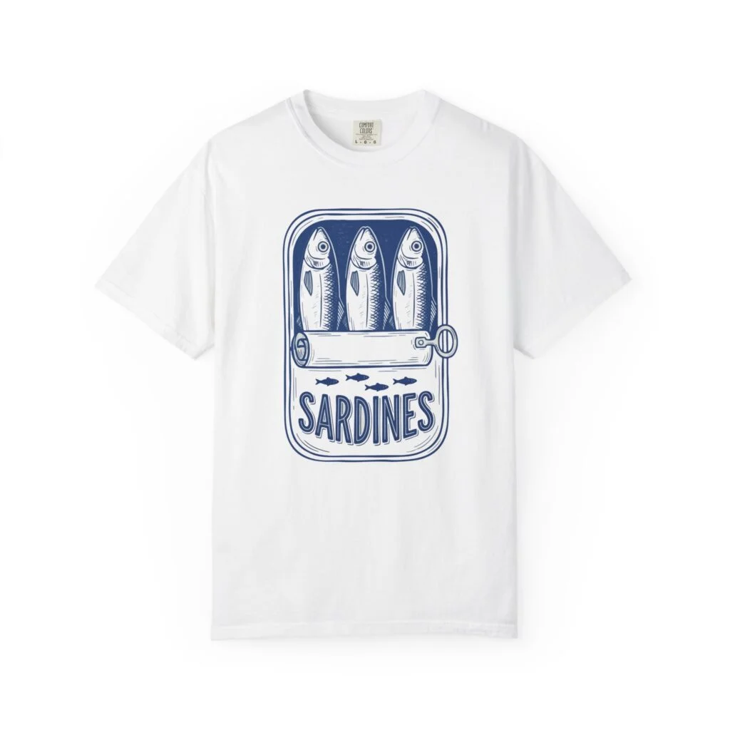 Sardines Graphic T-Shirt — Vintage Nautical Fish Can Tee