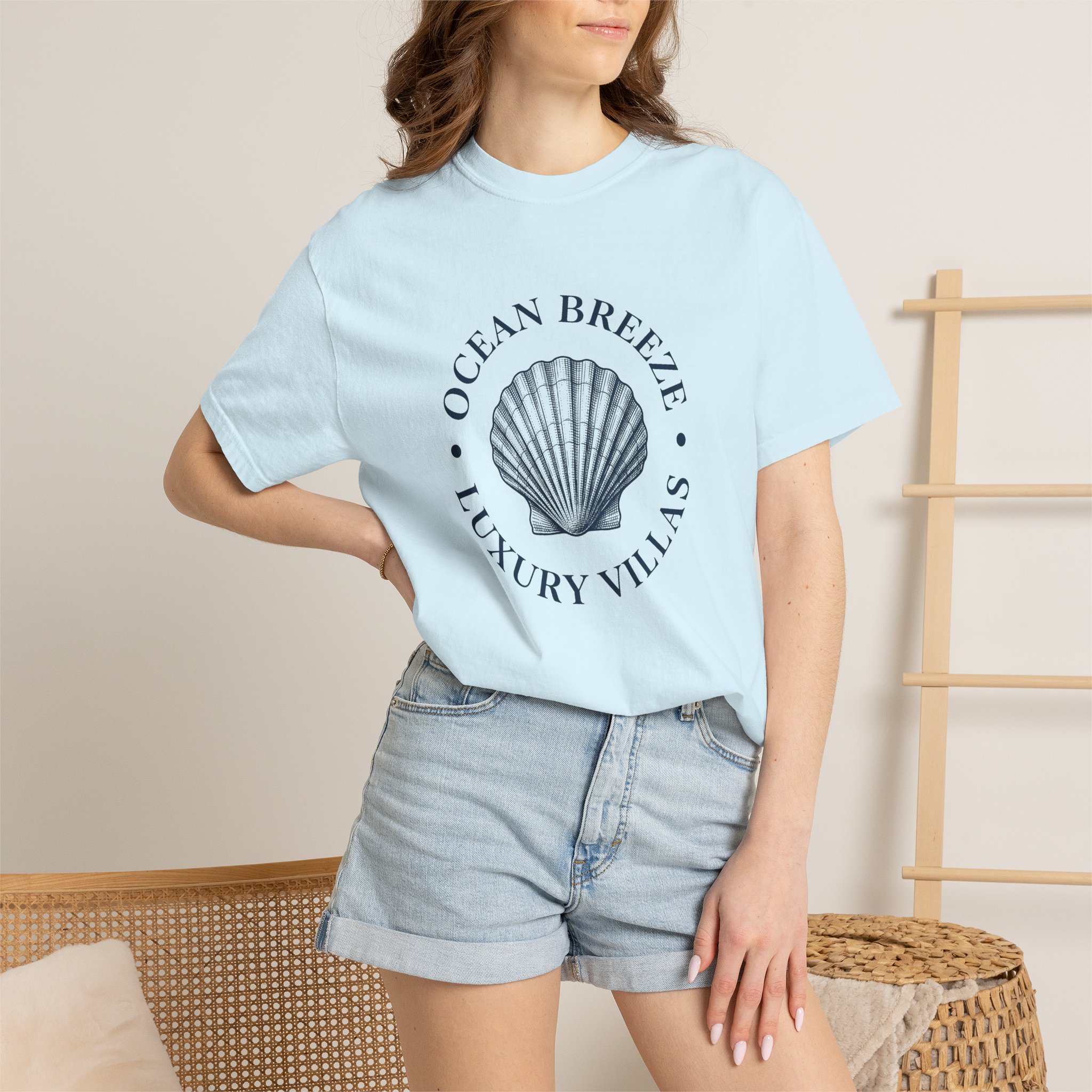 Coastal Shell T-Shirt — "Ocean Breeze Luxury Villas" Logo - Image 4