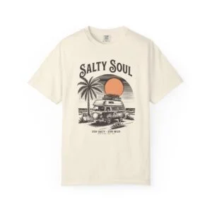 Salty Soul Surf Van T-Shirt — Vintage Beach Sunset Tee