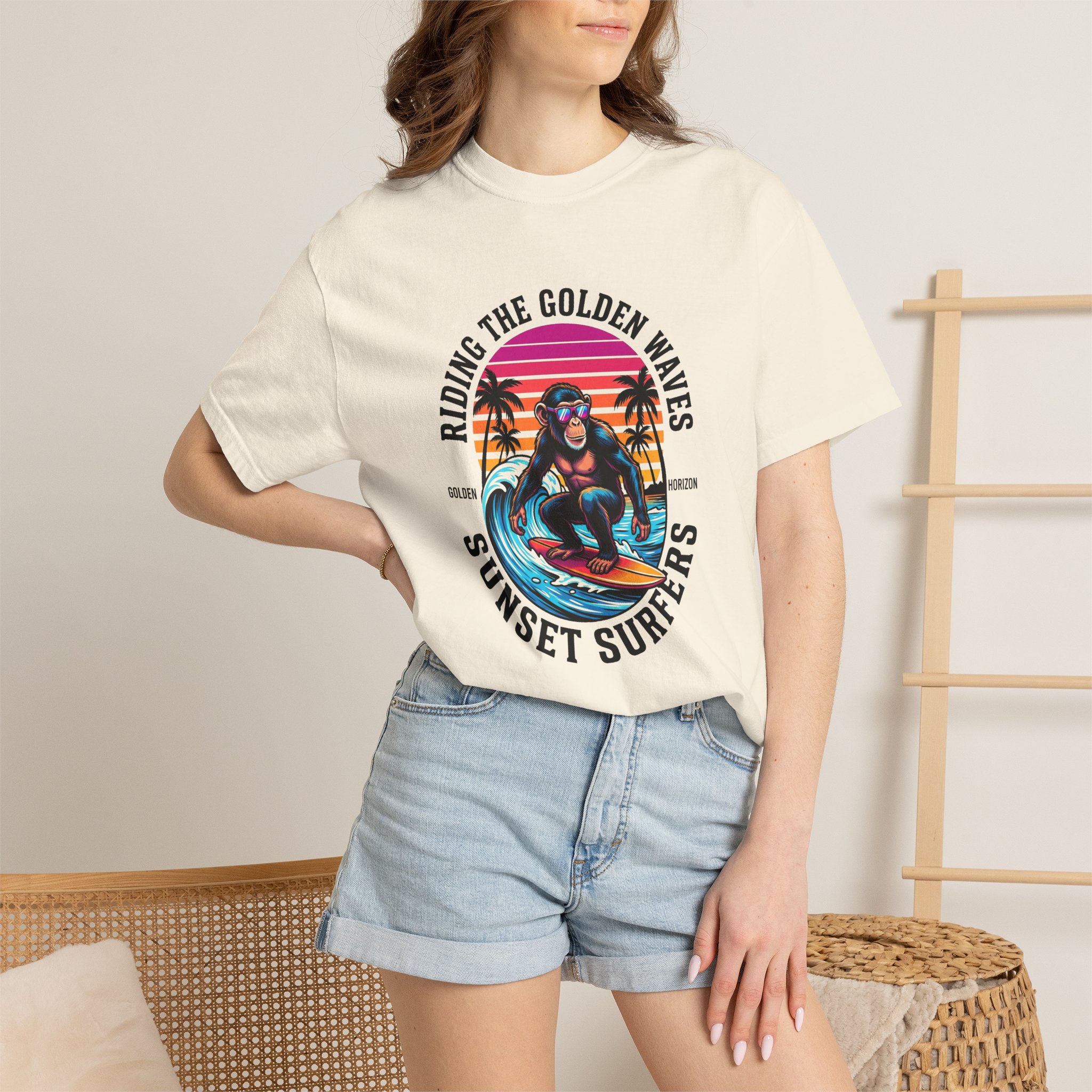 Sunset Surfers T-Shirt — "Riding the Golden Waves" Vintage Surf Graphic - Image 4