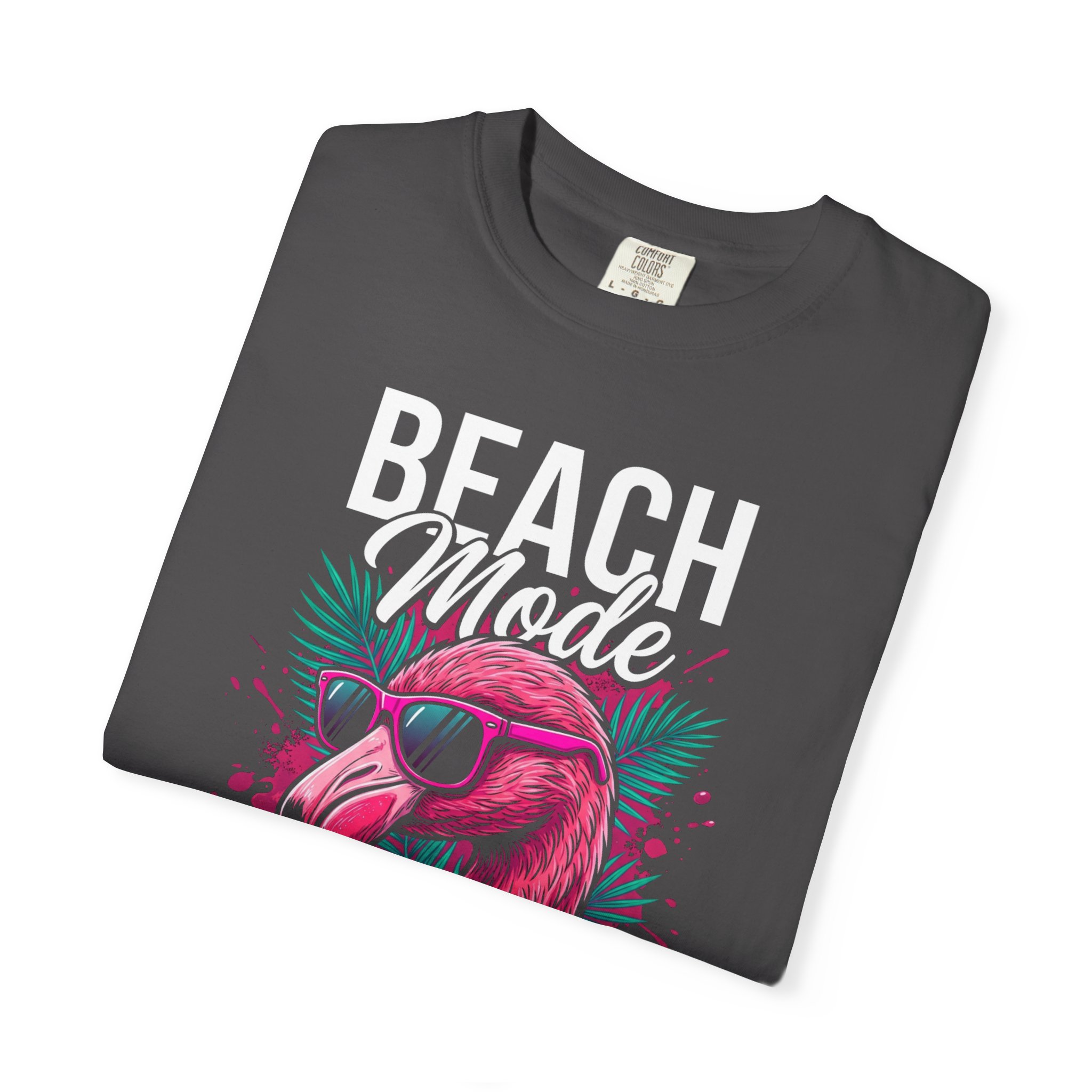 Beach Mode T-Shirt — Pink Flamingo 'Tropic Like It's Hot' Graphic Tee - Image 3