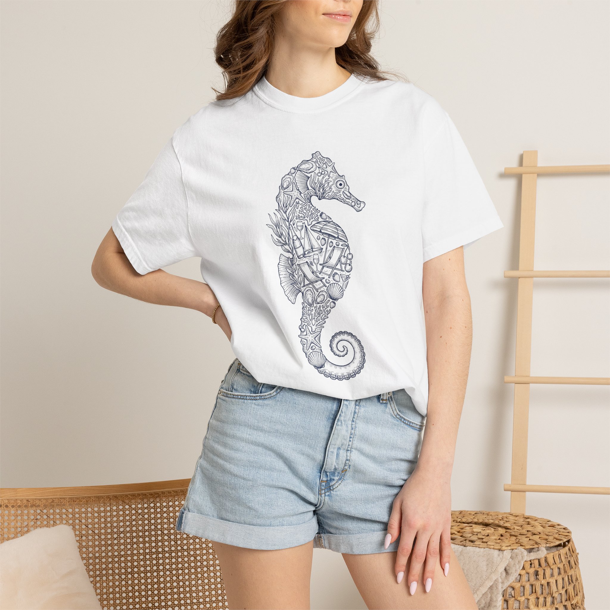 Seahorse Illustration T-Shirt - Image 4