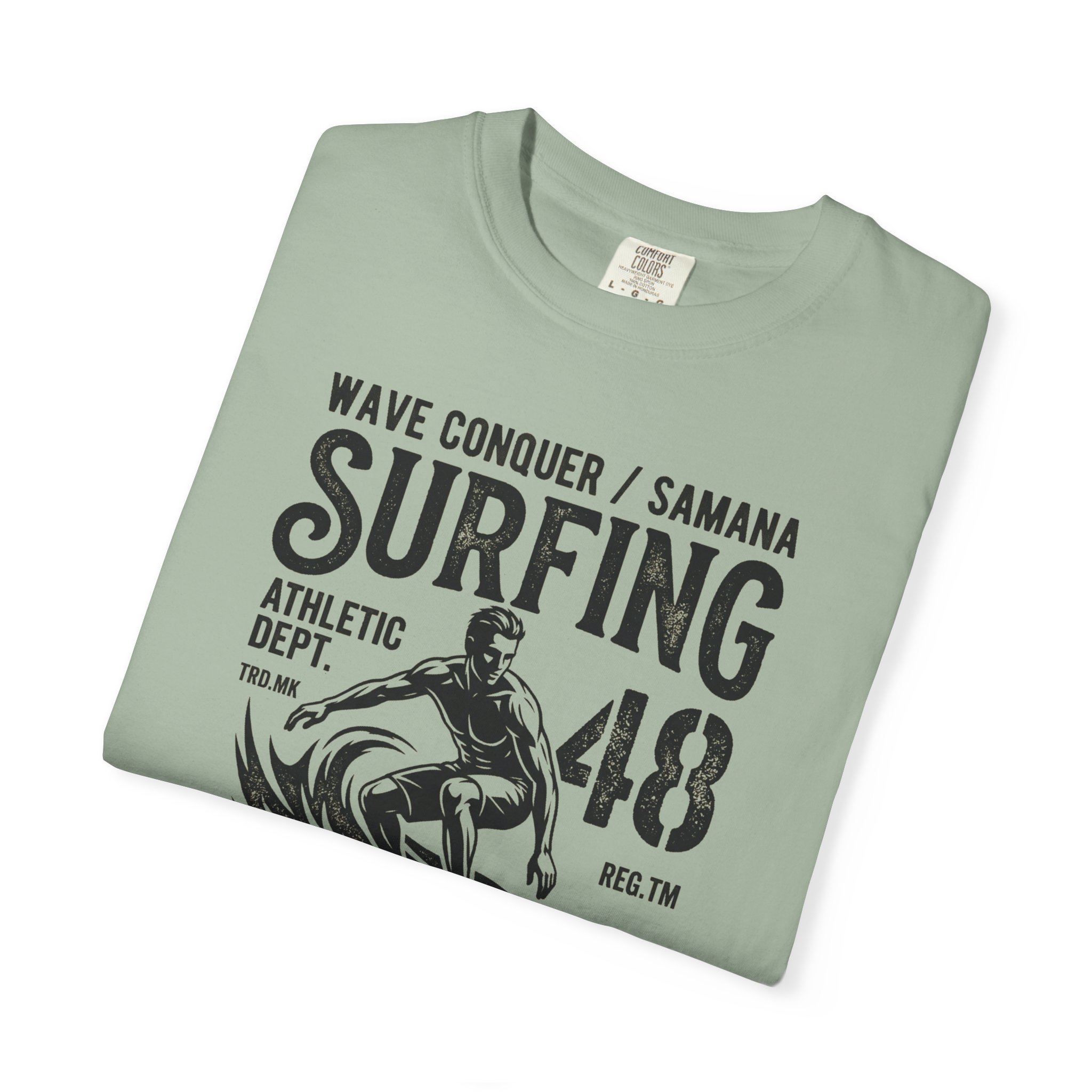 Surfing 48, wave conquer, Graphic T-Shirt — Vintage Wave Rider Tee - Image 3