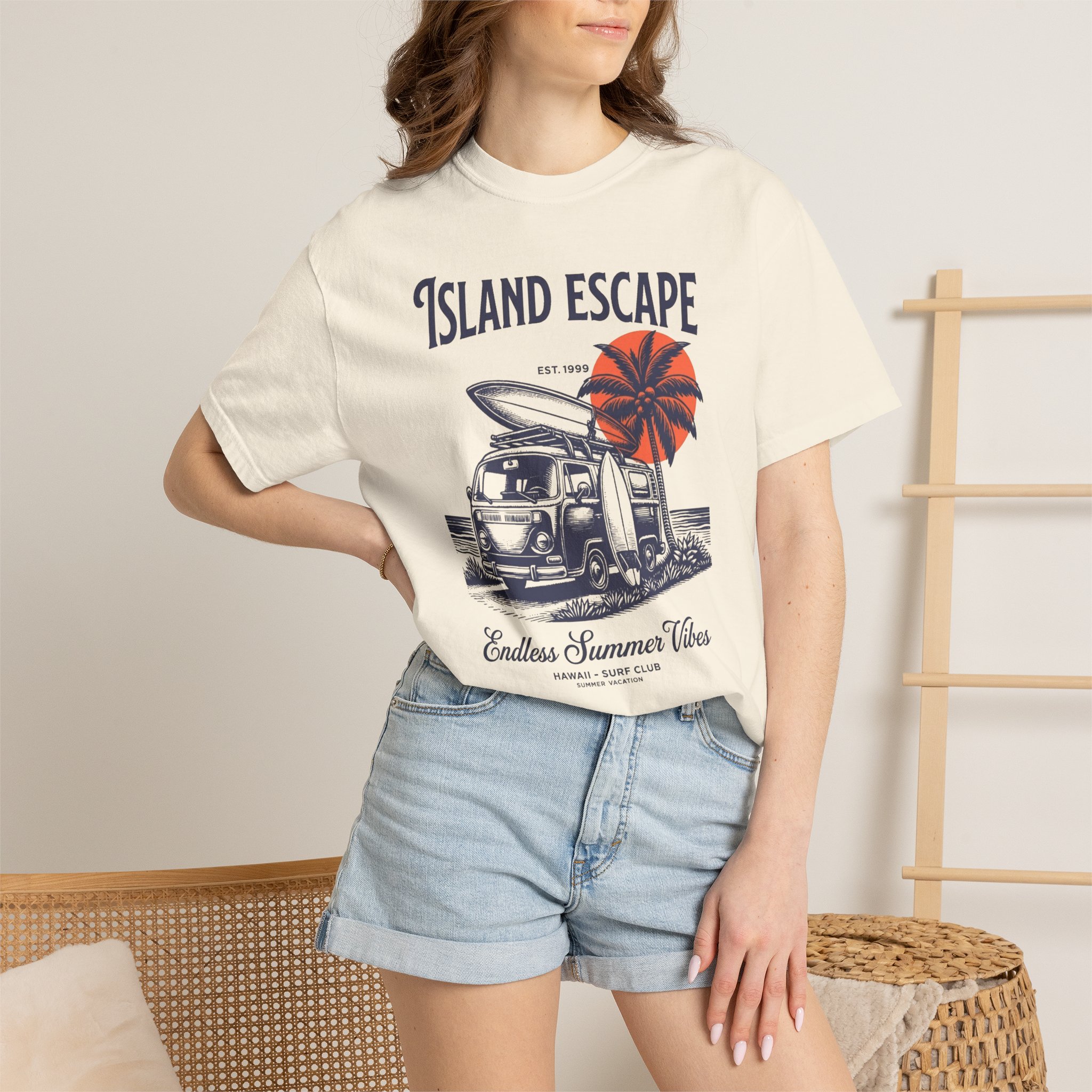 Island Escape T-Shirt — Vintage Surf Van "Endless Summer Vibes" Tee - Image 4