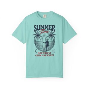 Summer Time Surf T-Shirt — "Happiness Comes in Waves" Vintage Beach Tee