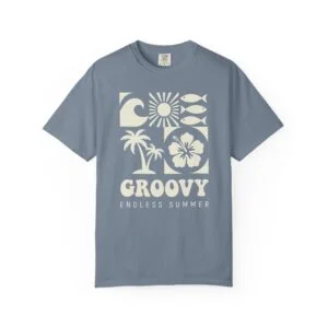 Groovy Endless Summer T-Shirt — Retro Beach Palm Tree Hibiscus Tee