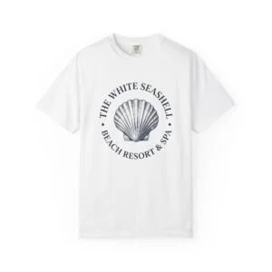 Seashell Beach Resort T-Shirt — “The White Seashell” Vintage Coastal Tee