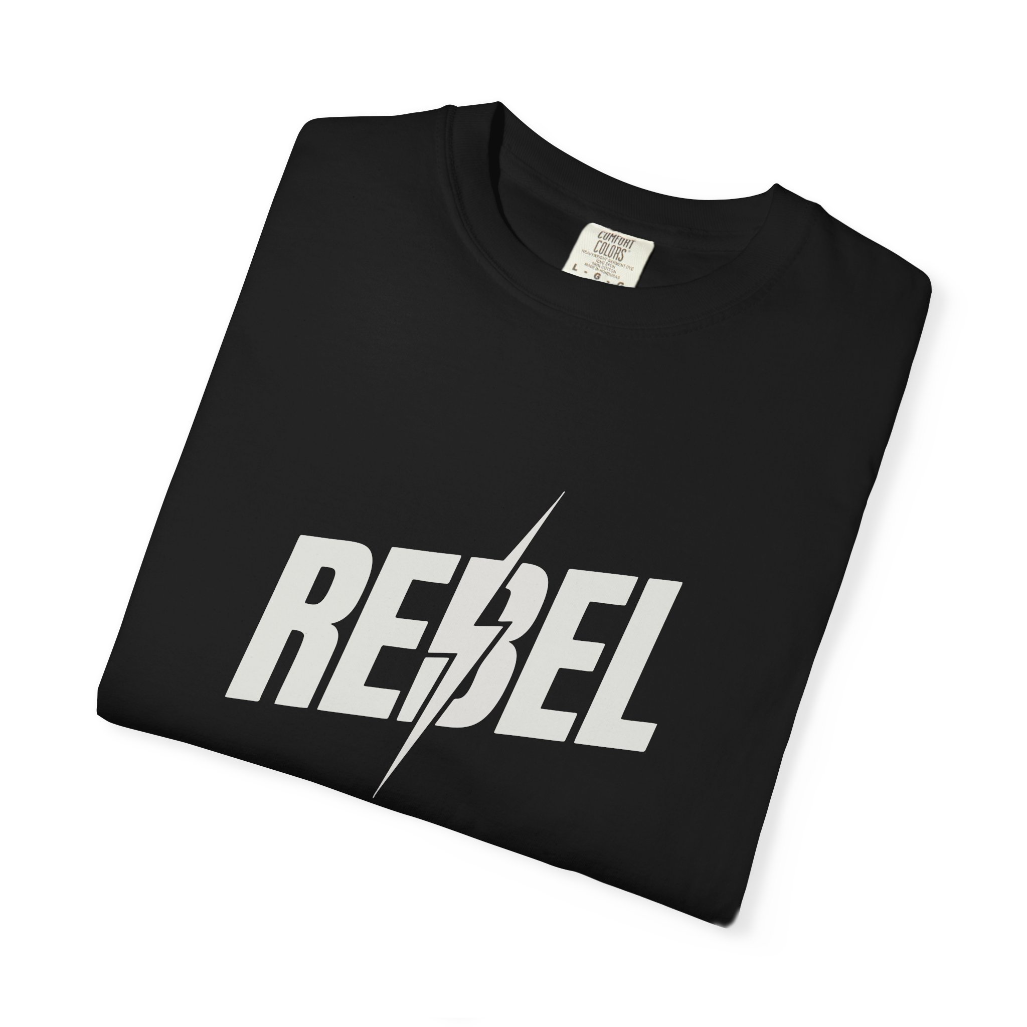 Rebel Lightning T-Shirt — Bold Graphic Tee with 'REBEL' Text - Image 3