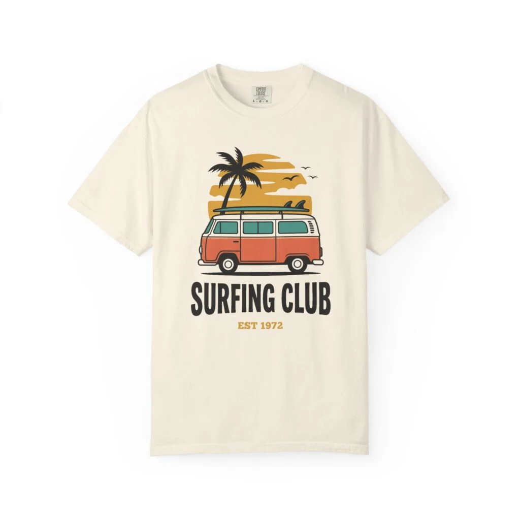 Surfing Club Tee — Retro VW Van Surf T-Shirt ("Surfing Club EST 1972")