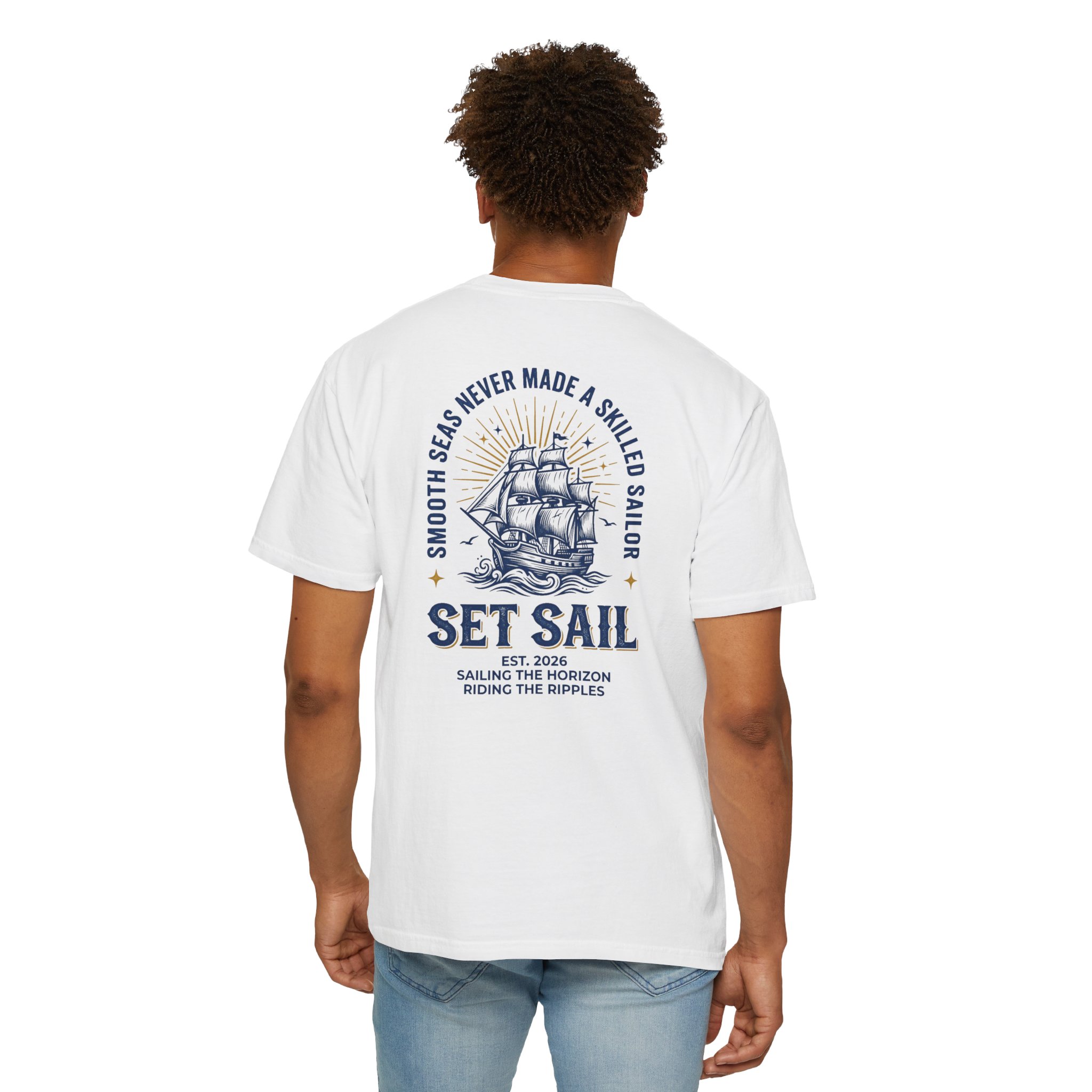Set Sail Nautical T-Shirt — 'Set Sail' Ship Graphic Tee - Image 5