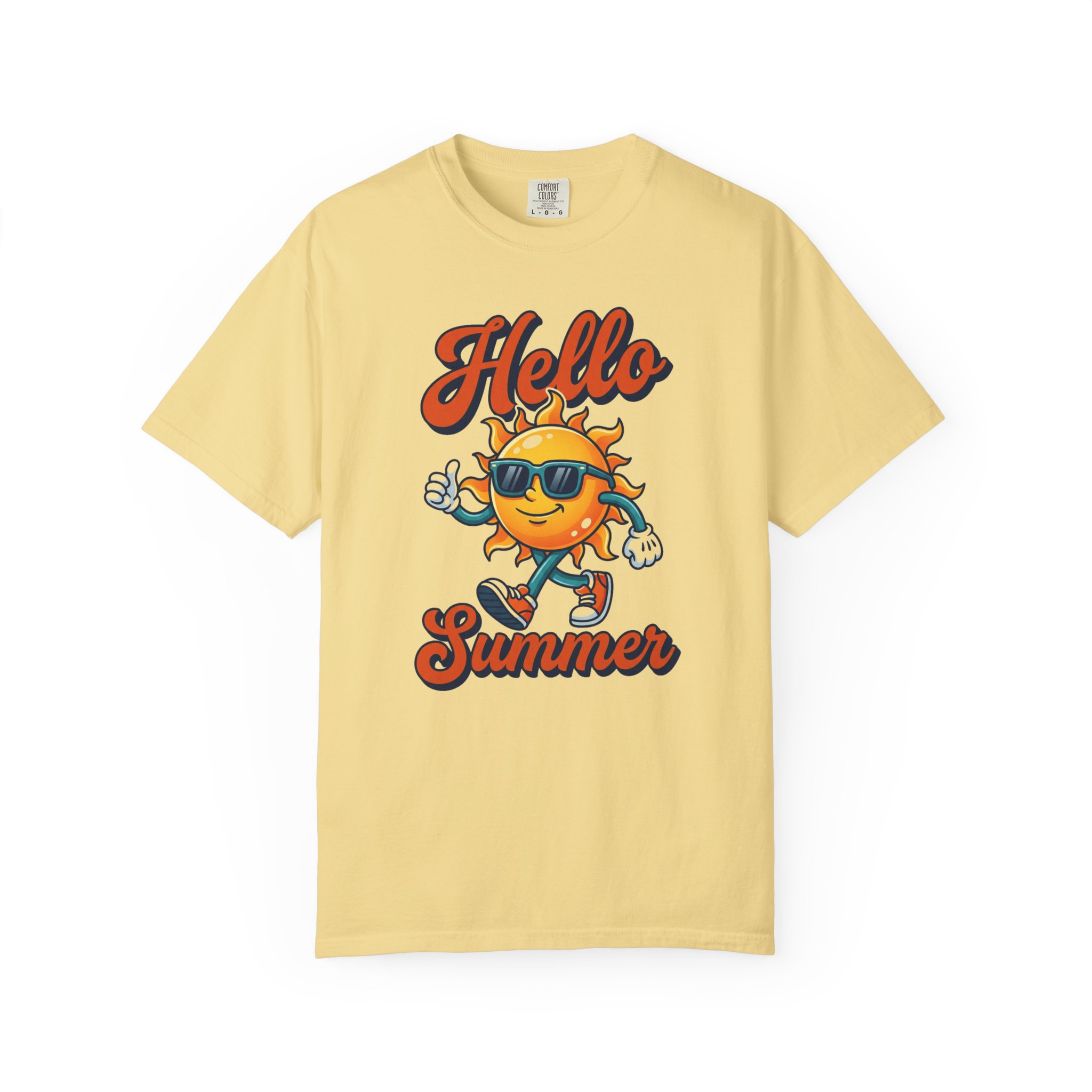 Hello Summer T-Shirt — Retro Sunny Cartoon Graphic Tee for Beach & Vacation