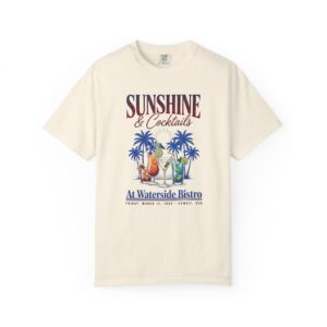 Sunshine & Cocktails T-Shirt – Waterside Bistro Retro Beach Tee