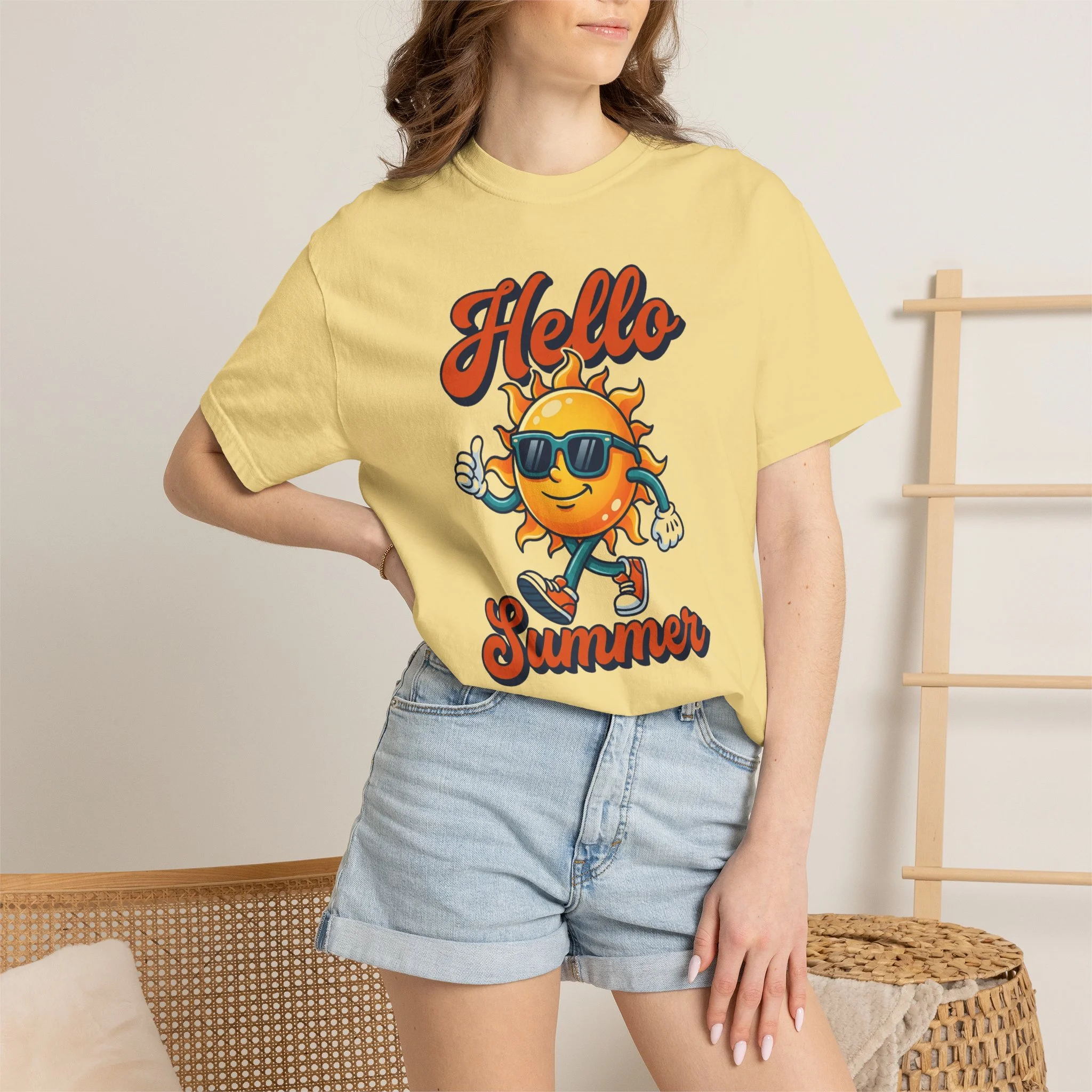 Hello Summer T-Shirt — Retro Sunny Cartoon Graphic Tee for Beach & Vacation - Image 4