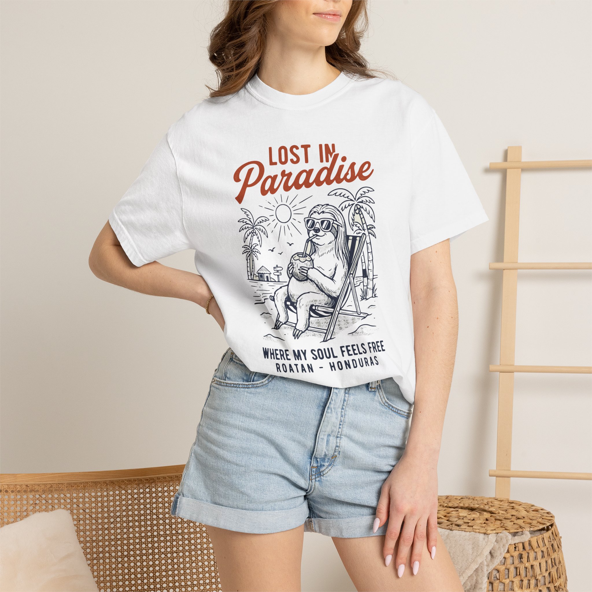 Lost in Paradise T-Shirt — Roatán Honduras Beach Graphic Tee - Image 4