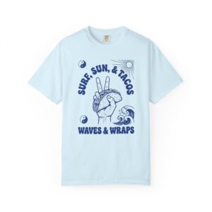 Surf, Sun & Tacos T-Shirt — Waves & Wraps Graphic Tee