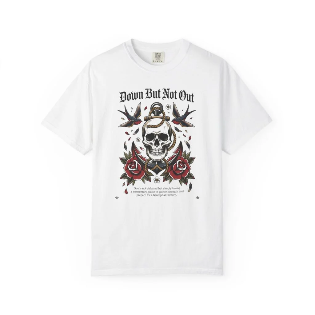 Down But Not Out Skull & Roses T-Shirt