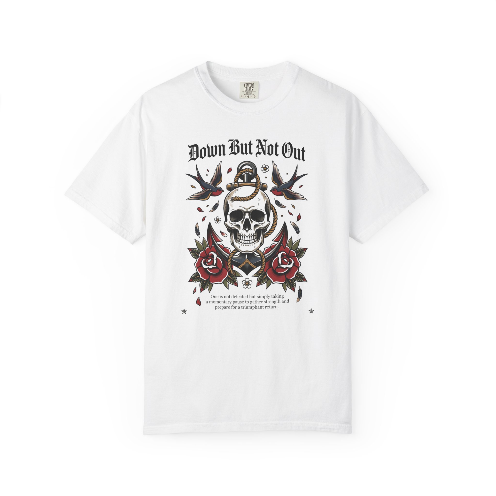 Down But Not Out Skull & Roses T-Shirt